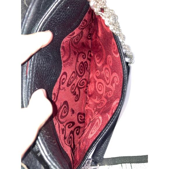 BRIGHTON SMALL BLACK LEATHER FLOWER PETAL SHOULDER BAG - Picture 13 of 16